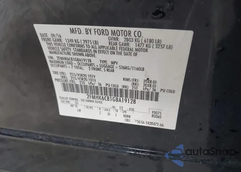 2016 Ford Flex Sel из США, поврежденный, VIN 2FMHK6C81GBA19128